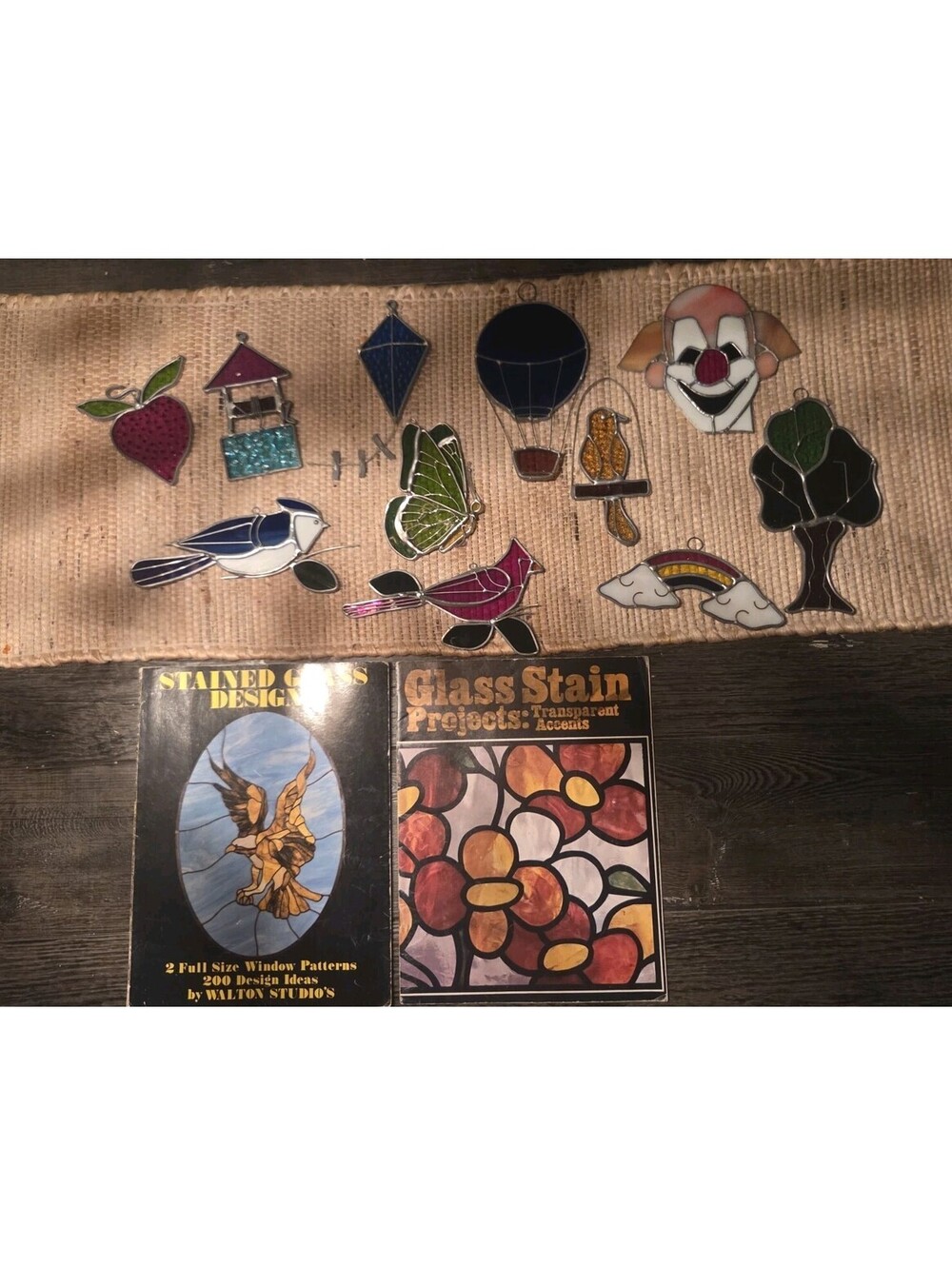 Stained Glass Window Suncatchers Lot Of 11 + 2 Books *READ*
